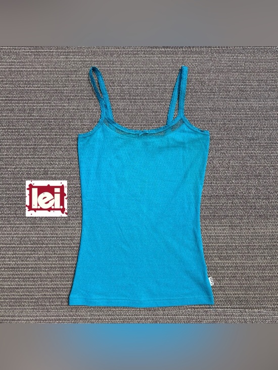 lei Tops - l.e.i. Y2K turquoise camisole tank top with lace trim - Sz S